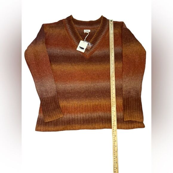 a.n.a. Sweater Womens Large Pullover Knit V-Neck Orange Long Sleeve, size L - Picture 2 of 6